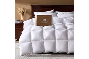 Pacific Coast Goose Feather Down Comforters Queen Size, 100% Cotton Extra Fluffy White Duvet Insert, Soft, Breathable, All Season Hotel Luxury Bedding Comforters, 8 Corner & Center Loops (90"x90")