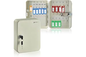 AdirOffice Key Lock Box – 30 Key Hooks Wall Mounted Key Cabinet Lock Box, Car Keys Holder Box, Lockable Key Storage Box - Metal Key Box Organizer with for Home and Office