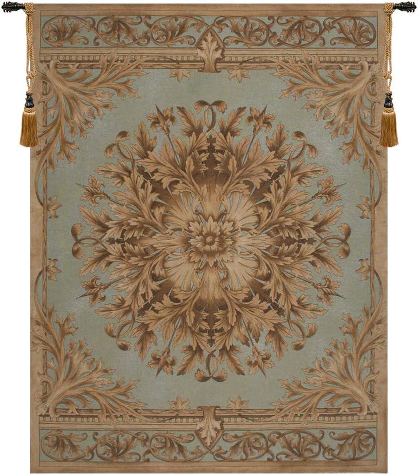 C Charlotte Home Furnishings Inc Les Rosaces in Blue French Tapestry Wall Hanging | Viscose Cotton and Polyester Blend Wall Art | 79 in. x 59 in | Home Decor Accents