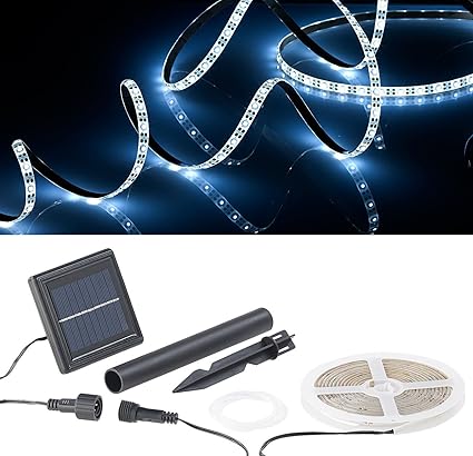 Lunartec Solar LED Band: Solar-LED-Streifen mit 180 tageslichtweißen LEDs, 3 m, wetterfest IP65 (Solar LED Strip)