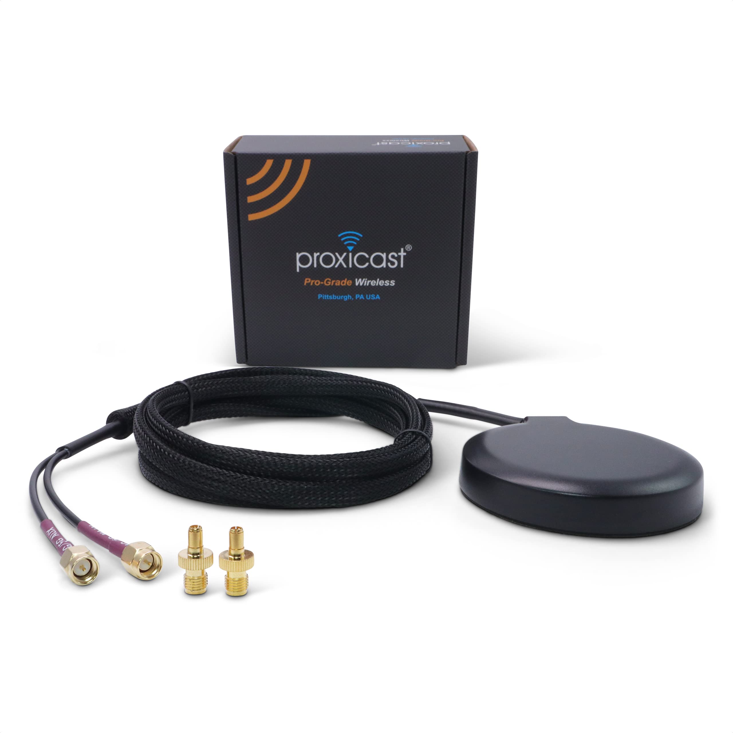 Proxicast Ultra Low Profile MIMO 4G / 5G Omni-Directional Magnetic/Adhesive Mount Antenna for Verizon, AT&T, T-Mobile Modems & Routers with SMA or TS9 External Antenna Jacks (ANT-122-M19)
