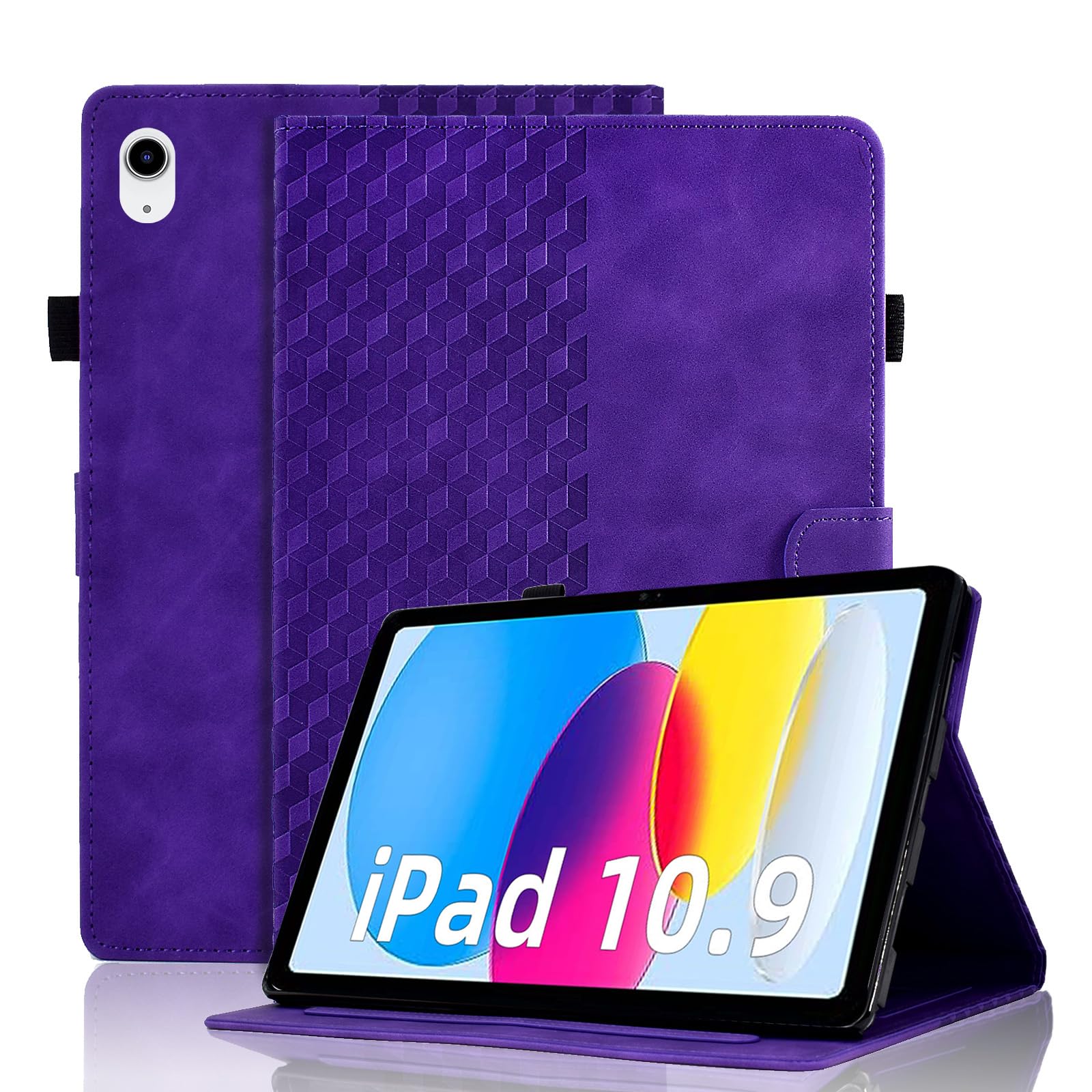 Vkooer Case for iPad (A16) 11th Generation 2025 11-inch/10th Generation 2022 10.9 inch Leather Folio Cover with Auto Sleep/Wake Card Pocket Multi Angle Viewing Stand Smart Shell, Purple