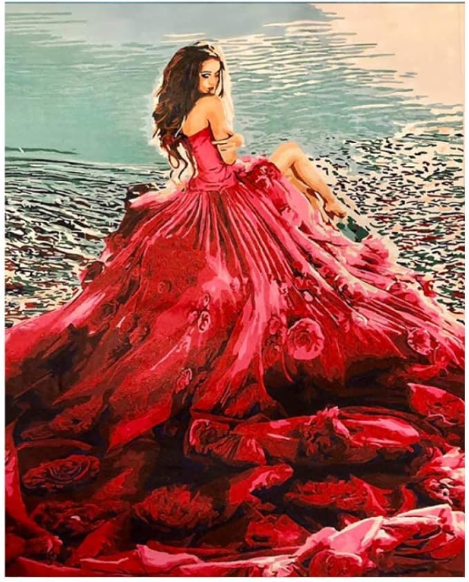 Malen nach Zahlen Frauen in rot DIY Wall Art Home Decor auf Leinwand