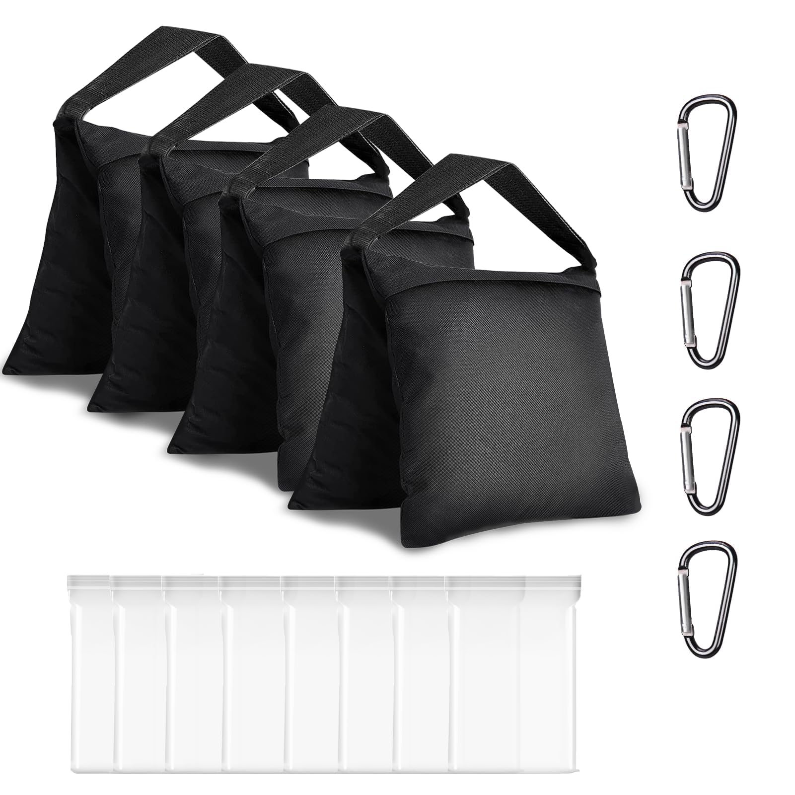 Fatazoii Heavy Duty Sandbags, Light Stand Counterweight Sand Bag, Studio Saddle Weight Bags Designed for Photo Studio, C stand, Photography, Live Recording - (Black - 4 Packs)