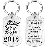 Yobent 13th Birthday Gifts for Teen Boys Men 2013, Happy 13th Birthday Keychain, 13 Year Old Bday Gifts for Her Women, The Legend Was Born in 2013