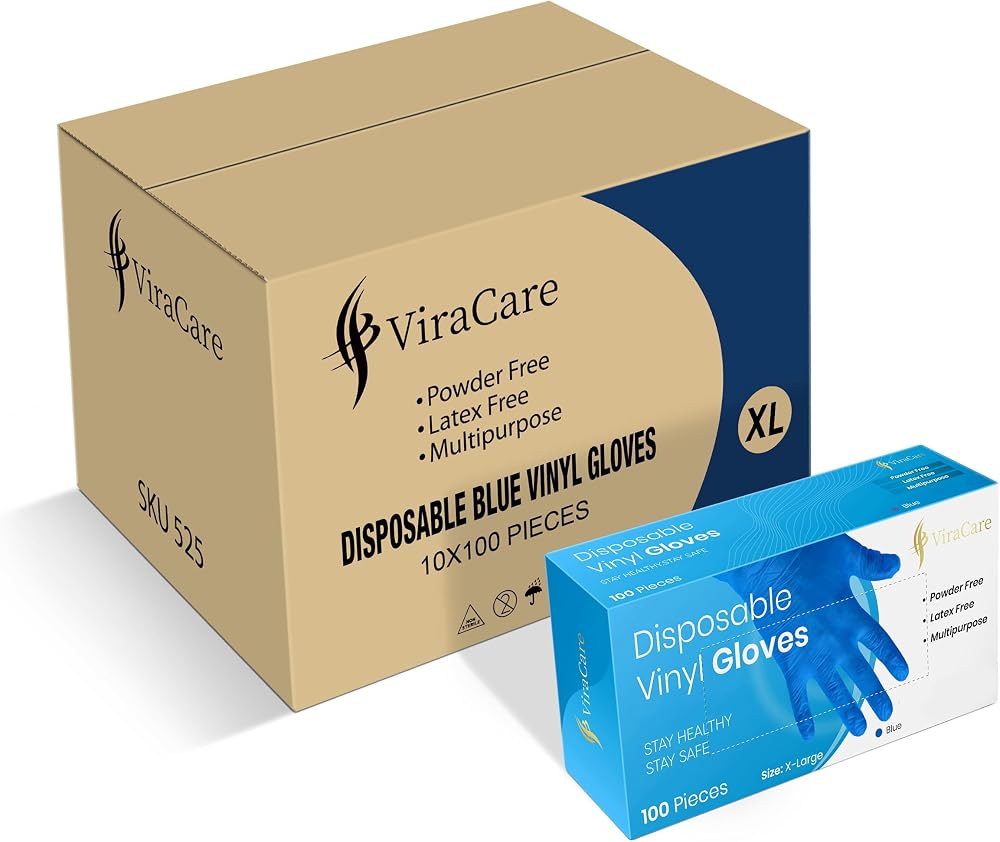 ViraCare Extra Large Vinyl Gloves 1000 Count 10 Packs Latex Free Powder Free