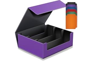 SUPERAIMI 1800+ Trading Card Storage Box, Magnetic Closure Toploaders Storage Box Hold 600+ 35PT 3"x4" Standard Toploaders, PU Leather Card Deck Boxes Fit for MTG,Sport Cards,Game Cards, Business Cards (Purple)