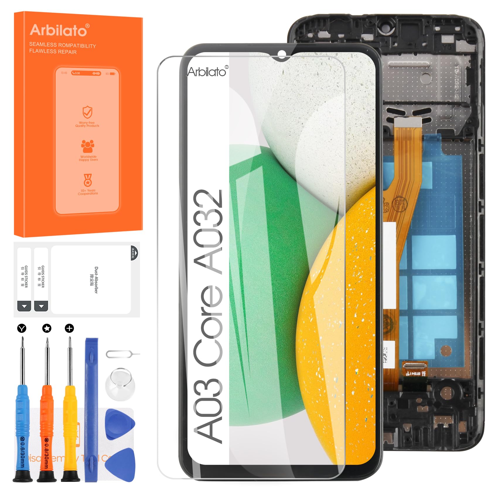 Screen for Samsumg Galaxy A03 Core Screen Replacement for Samsumg A032 LCD Screen SM-A032F,SM-A032M Touch Display Digitizer Assembly Repair Parts（Black with Frame）