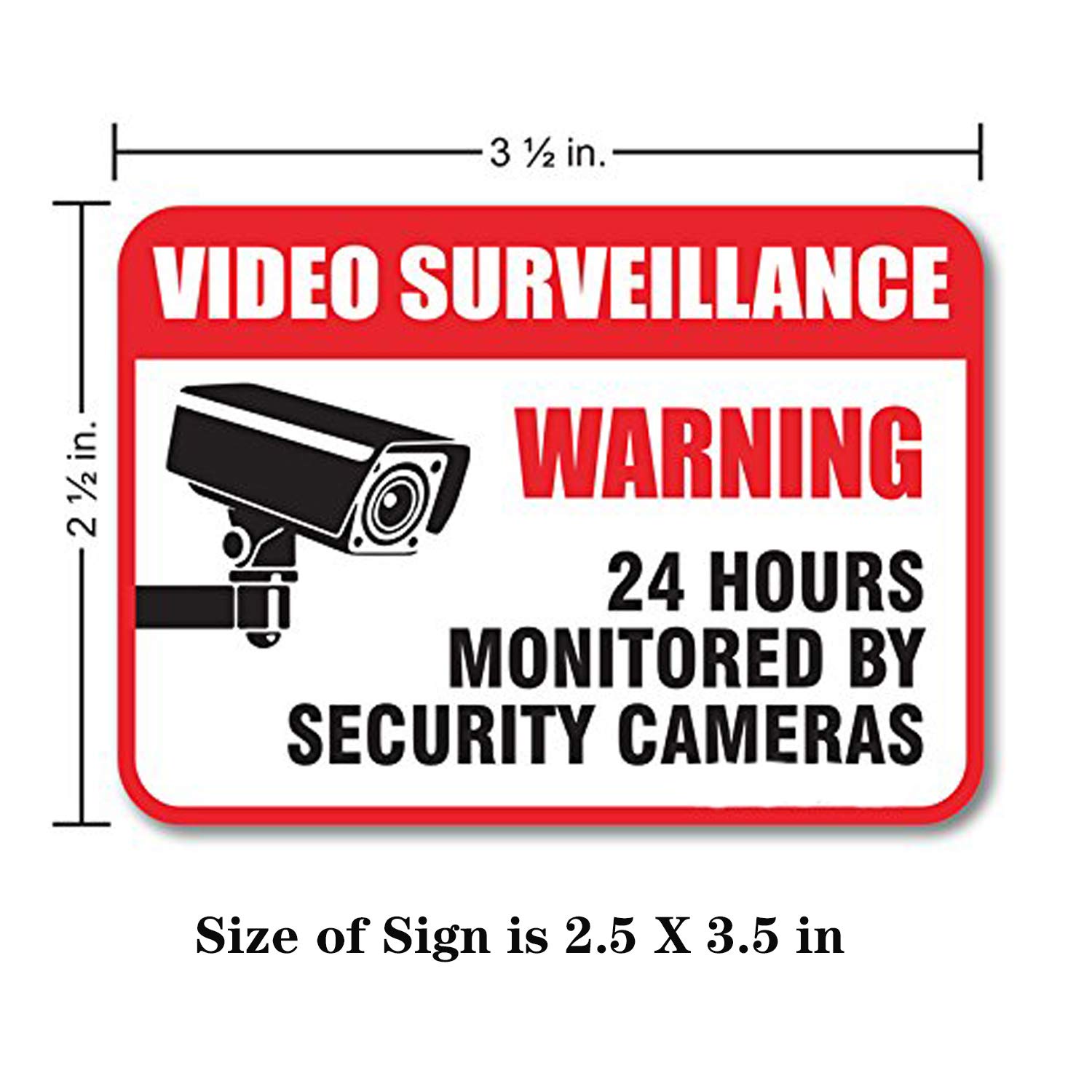 (10 Pack) 24 Hour Video Surveillance Sign, 2½x3½\
