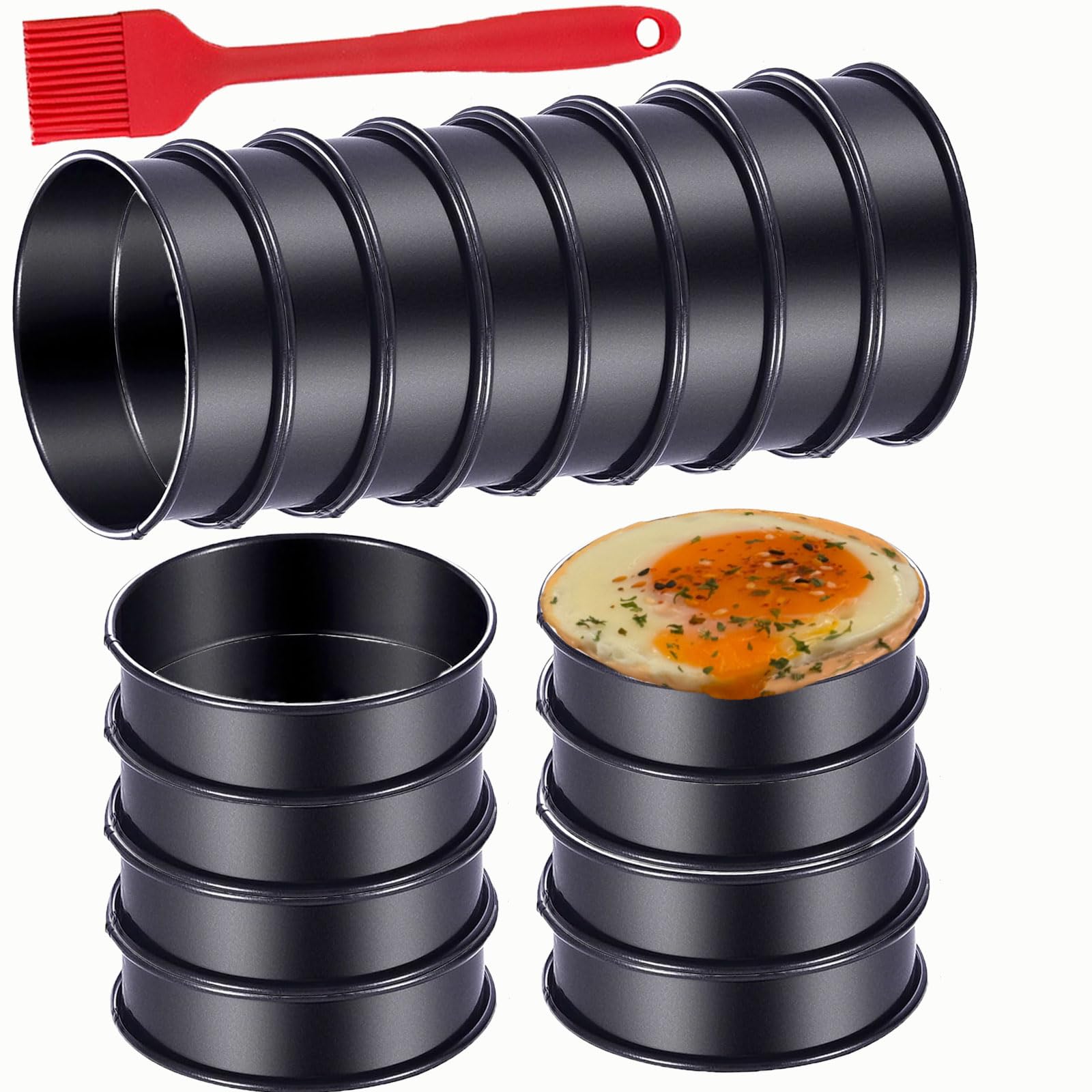 Photo 1 of DATANYA 16Packs Crumpet Rings NONSTICK English Muffin Rings 4 Inch - Stainless Steel Double Rolled Tart Rings Upgrade Round Metal Cooking Pastry Ring Molds for baking