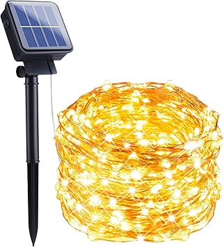 luces solares al aire libre 66 pies 200 luces led de hadas con energia solar con 8 modos de iluminacion decoracion impermeable luces de alambre de