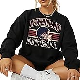 DAYLEA Distressed New England Football Vintage Style Crewneck Sweatshirt for Women Men – Retro Game Day Pullover
