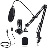 USB Microphone Kit for PC, NANIWAN Studio Condenser Computer Mic with Microphone Stand, Pop Filter, Shock Mount, Suitable for