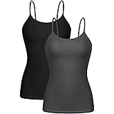 beautyin Cotton Camisole Tops for Women Shelf Bra Adjustable Spaghetti Strap Tank Top Basic Cami Undershirt