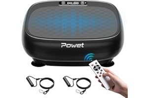 POWET Vibration Plate Exercise Machine, Whole Body Workout Vibration Plate for Lymphatic Drainage with 5 Setting Modes, 99 Speed Levels for Weight Loss, Shaping, Toning-Black