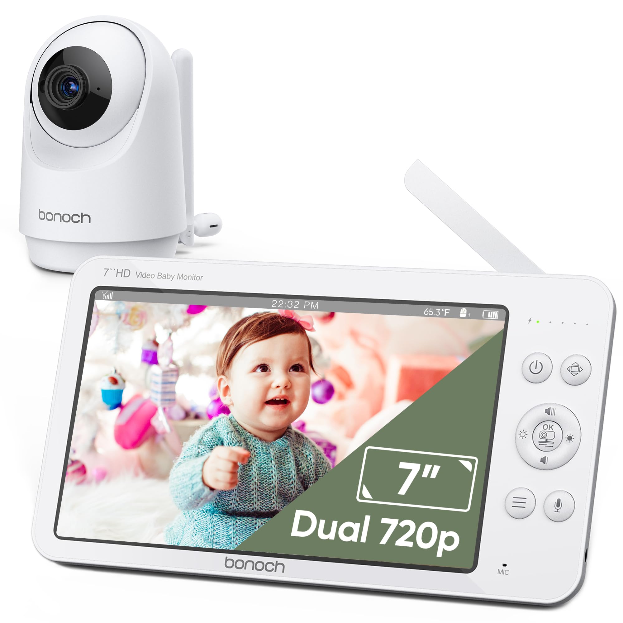 bonoch MegaView Baby Monitor with Camera and Audio, 7" 720P HD Video Baby Monitor No WiFi, 6000mAh Battery, VOX Mode, Auto Night Vision, Hack Proof, Remote PTZ, Baby Camera Monitor Image bonoch MegaView Baby Monitor with Camera and Audio, 7" 720P HD Video Baby Monitor No WiFi, 6000mAh Battery, VOX Mode, Auto Night Vision, Hack Proof, Remote PTZ, Baby Camera Monitor Image