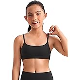 CRZ YOGA Girls Butterluxe Adjustable Spaghetti Strap Sports Bra - Yoga Athletic Casual Scoop Neck Crop Padded Kids Teen