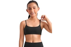 CRZ YOGA Girls Butterluxe Adjustable Spaghetti Strap Sports Bra - Yoga Athletic Casual Scoop Neck Crop Padded Kids Teen