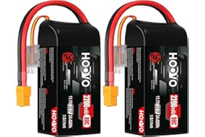 HOOVO 3S Lipo Battery, 2200mAh 80C 11.1V Shorty Lipo Battery Pack, Softcase with XT60 Connector Compatible with Drone RC Airplane Helicopter Quadcopter FPV RC Car,2 Pack