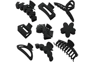 YOOOYOOO Black Hair Claw Clips, Lightweight Big Strong Hold Nonslip Matte Claw Hair Clips for Thick Hair & Thin Hair & Curly 