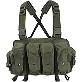 7 Pockets Tactical Chest Rig Vest Adjustable Chest Rigs Tactical with Mag Pouch X Harness for Men Women