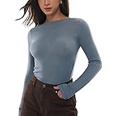 C202 Women's Boat Neck Long Sleeve Shirts Merino Wool Blend Tops Fitted Basic Tee Cozy Embrace Collection