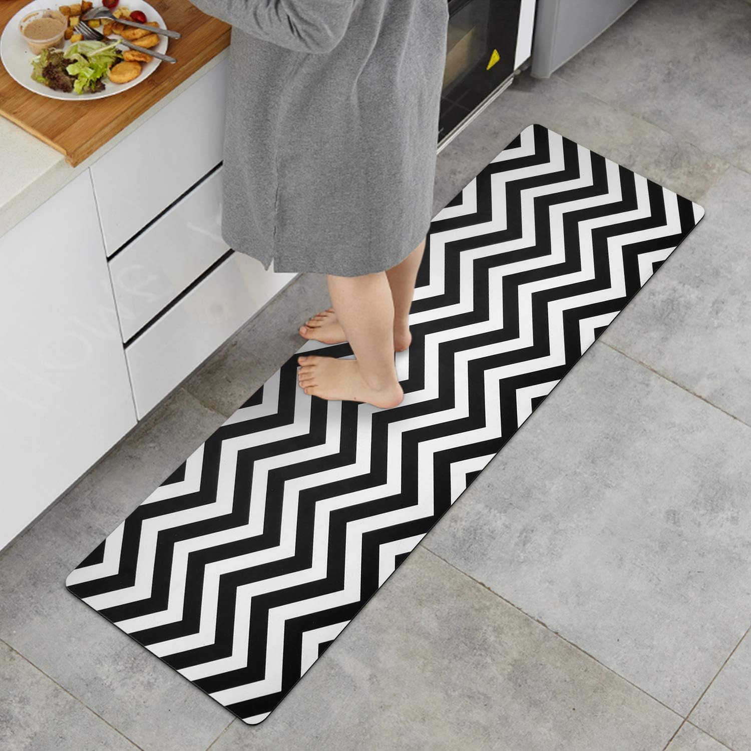 Kitchen Runner Rug Black&White Chevron Kitchen Floor Runner