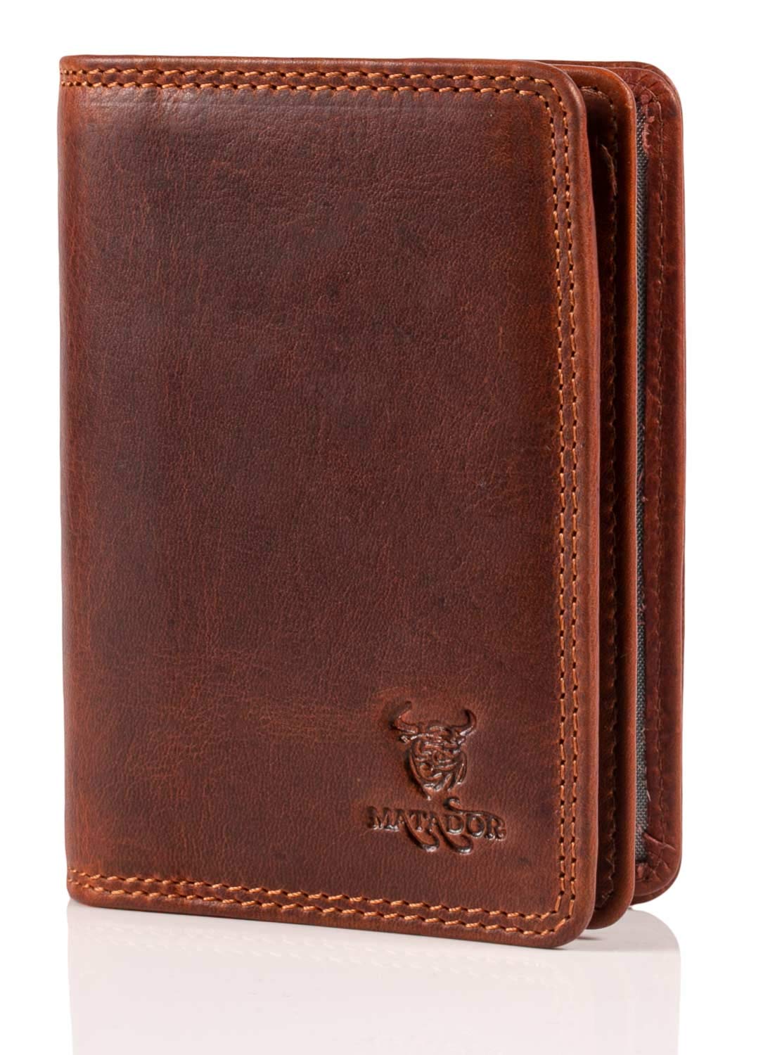 MATADOR Car Papers Leather #Porto with Elegant Gift Box, Elegant RFID Blocker Card Case, Luxury Business Card Case, Many Card Slots, Brown vintage, S, Classic