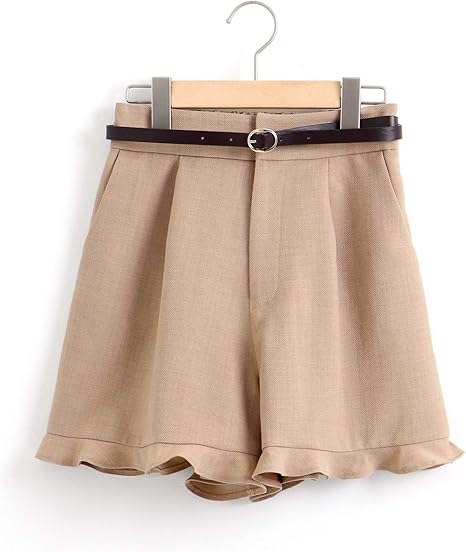 Amazon マジェスティックレゴン Majestic Legon 麻ライクフリルショートパンツ S モカ ショートパンツ 通販