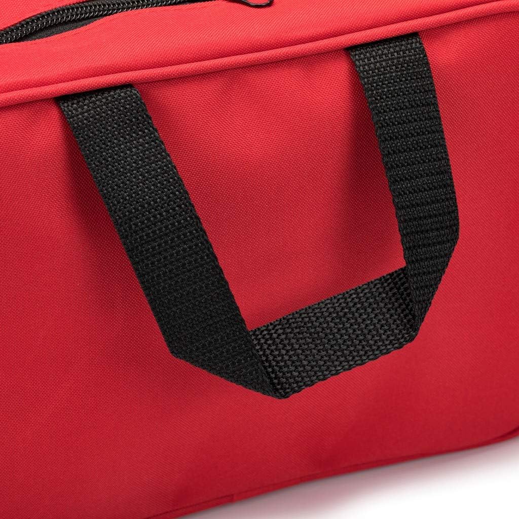 Jipemtra Red First Aid Bag Empty Travel Rescue Bag Empty Pouch First Responder Storage Compact Survival Medicine Bag Pocket Container for Car Home Office Kitchen Sport Outdoors (Red with Handles): Health & Personal Care