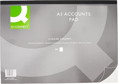 Q-Connect A3 16-Column Analysis Pad 80 Sheets A4 210 x 297 mm