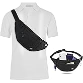 HiRui Large Crossbody Fanny Pack for Men Women Waist Bag Pack with 4-Zipper Pockets Phone Bag Fits All Phones Wallet Keys, Casual Hands-Free Waist Pack for Travel Workout Running (Black)