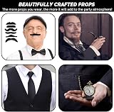 Okabay 17PCS 1920s Gatsby Mens Costume Set Vest Hat Crutches Pocket Watch Tie view 7