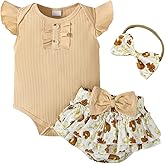 ABCRR Newborn Baby Girl Clothes Infant Summer Outfits Flying Sleeves Romper and Flora Skirt Set for 0-3-6-12-18 Months