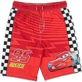 Disney Cars Lightning McQueen UPF 50+ Swim Trunks Infant to Little Kid Sizes (18 Months - 7-8)