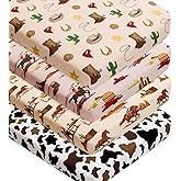 4 Pack Western Cowboy Crib Sheets Neutral Breathable Fitted Baby Sheets Nursery Sheets for Baby Boys or Girls (Crib Sheet)