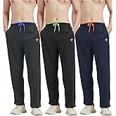 ZEROWELL Men’s Athletic Pants with Zipper Pockets Open Bottom Lightweight Sweatpants, for Workout, Running, Gym, Training