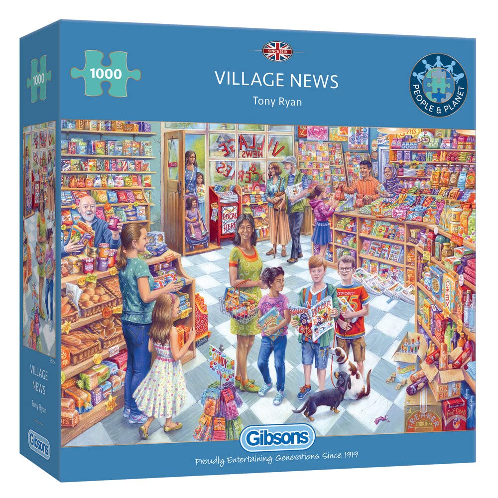 Village News 1000 Piece Jigsaw Puzzle | Shop Jigsaw Puzzle | Sustainable Puzzle for Adults | Premium 100% Recycled Board | Great Gift for Adults | Gibsons Games