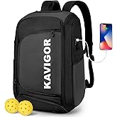 KAVIGOR Pickleball Bag, Large Pickleball Backpack Holds 4 to 6 Paddles, Shoes Compartment & Wet/Dry Pocket (9 Pockets), Charge Port