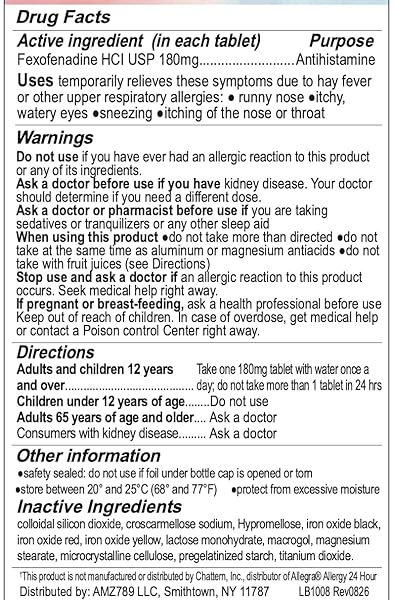 RXZELL ALLERGY RELIEF | FEXOFENADINE HCL 180MG, 24-HOUR ANTIHISTAMINE, NON-DROWSY (30 COUNT (PACK OF 1))