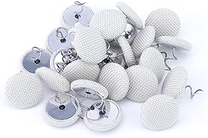 STITCHPRO 25 Pcs Bed Skirt Pins 0.8" Upholstery Tacks Twist Pins Headliner Pins for Bedskirts Slipcovers Armrest Covers and Upholstery. (Beige, 25)