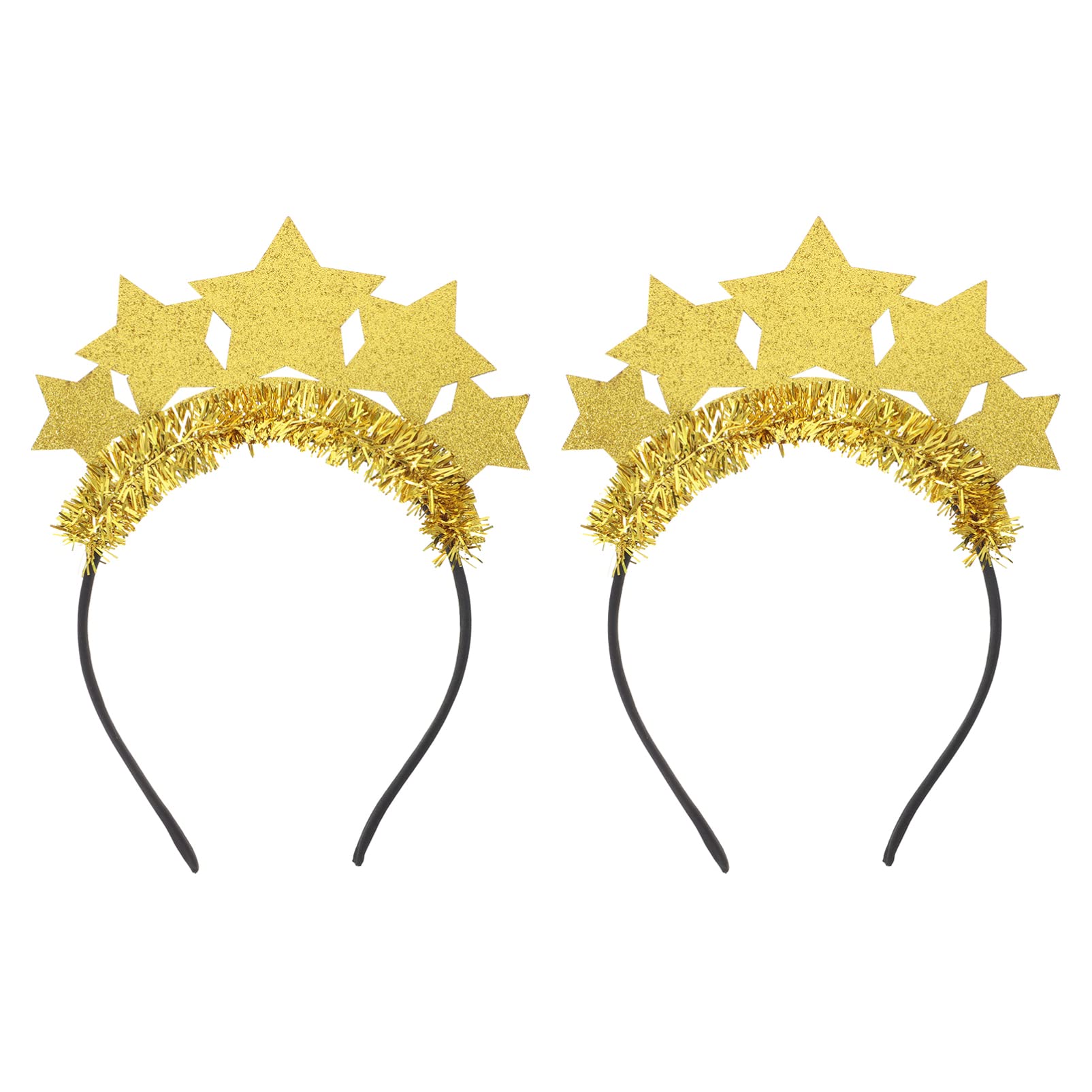 FRCOLOR 2 Pieces Glitter Head Boppers Geometric Figure Sugar Pie Game Headband Interesting Boppers Hair Hoop Christmas Party Supplies (Star)