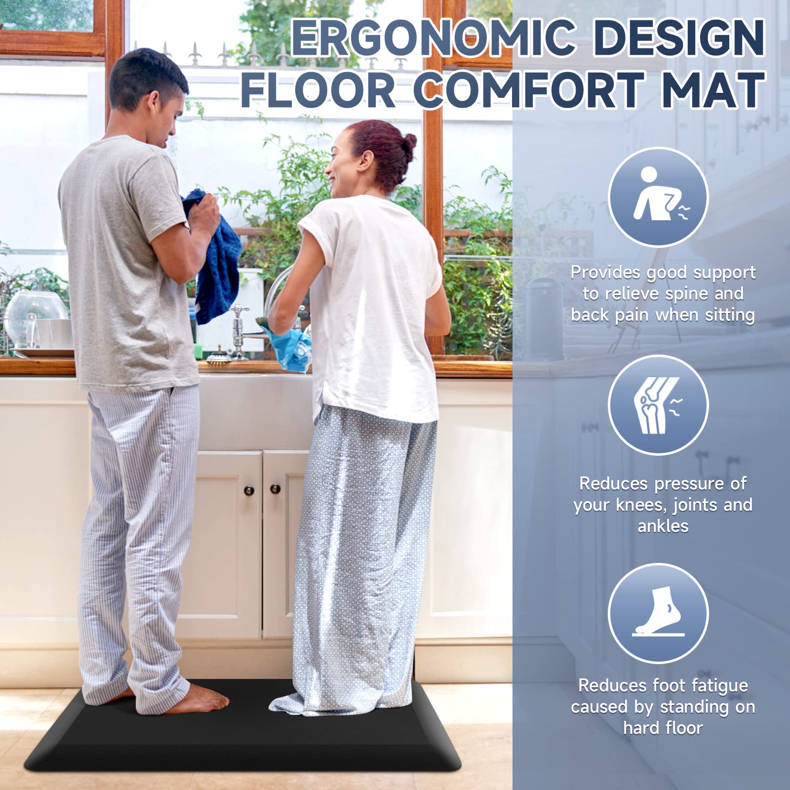 Steprite Kitchen Mat Mua 4/5 Inch Thick Kitchen Mats for Floor, StepRite Kitchen Rug for ...