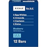 RXBAR Protein Bars, 12g Protein, Gluten Free Snacks, Blueberry, 22oz Box (12 Bars)