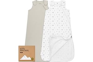 2-Pack Organic Baby Sleep Sacks, 100% Cotton - Soft & Breathable 0.5TOG Baby Wearable Blanket, Toddler Sleeping Sack 6-18 mon