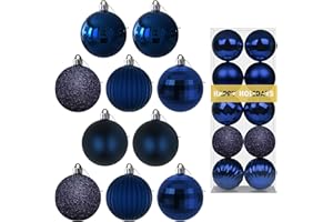 GAMEXCEL Navy Blue 3.2" Large Christmas Balls - Christmas Tree Decoration Ornaments Shatterproof Hanging Balls for Birthday Halloween Holiday Wedding Decorations Set of 10pcs