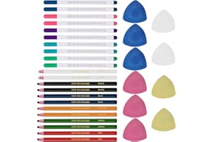 Rustark 32 Pcs Tailoring Marker Tools Including 10 Pcs Triangle Tailor's Fabric Marker Chalk 10 Pcs Disappearing Ink Fabric M