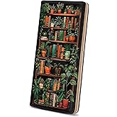 Immaturus Womens Wallet, Black Bookshelf Slim Thin RFID Blocking Credit Card Wallets, Long Bifold PU Leather Card Holder Organizer, Cute Cash Clutch Billfold with Zipper Coin Pocket Ladies Girls Gift