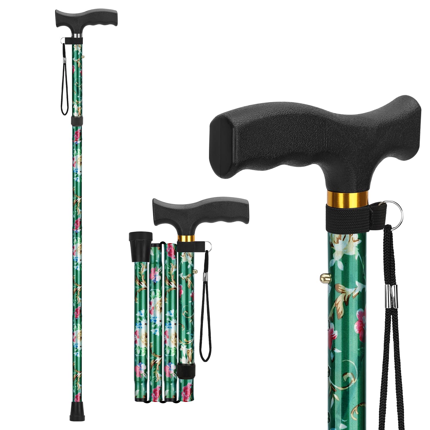 supregear Walking Stick for Women and Men, Collapsible, Lightweight, Sleek, Foldable Folding Walking Cane and Sticks for Seniors & Adults with Comfortable T-Handle