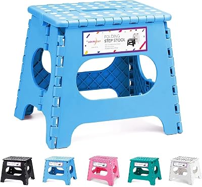 HOUSE DAY Folding Stool 28 cm Lightweight Safe Easy Open Blue